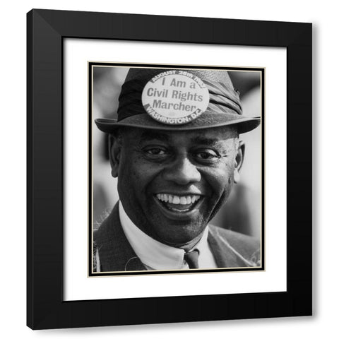A Demonstrator at the Civil Rights March on Washington Black Modern Wood Framed Art Print with Double Matting by U.S. Archives