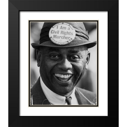 A Demonstrator at the Civil Rights March on Washington Black Modern Wood Framed Art Print with Double Matting by U.S. Archives