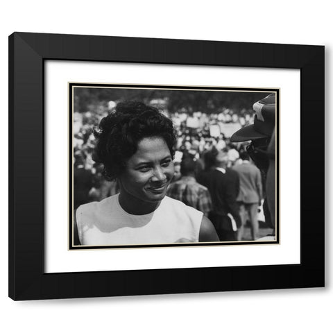 Civil Rights March on Washington-D.C. A young woman at the march Black Modern Wood Framed Art Print with Double Matting by U.S. Archives
