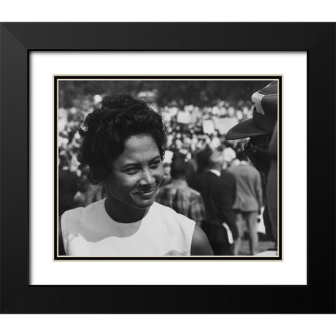 Civil Rights March on Washington-D.C. A young woman at the march Black Modern Wood Framed Art Print with Double Matting by U.S. Archives