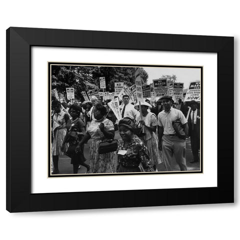 Photograph of the Civil Rights March on Washington Black Modern Wood Framed Art Print with Double Matting by U.S. Archives