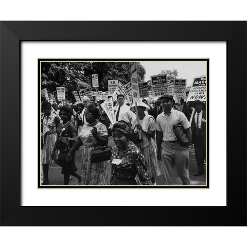 Photograph of the Civil Rights March on Washington Black Modern Wood Framed Art Print with Double Matting by U.S. Archives