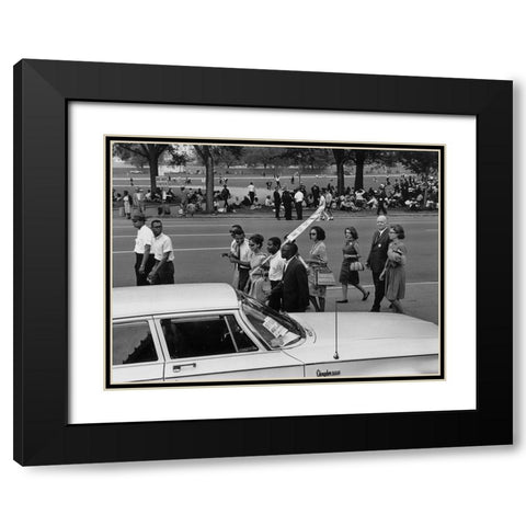 Civil Rights March on Washington-D.C. Marchers walking and sitting under the trees Black Modern Wood Framed Art Print with Double Matting by U.S. Archives