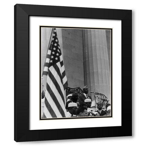 Civil Rights March on Washington-D.C. Roy Wilkins Speaking Black Modern Wood Framed Art Print with Double Matting by U.S. Archives