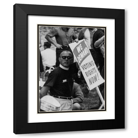 Civil Rights March on Washington-D.C. We Demand Voting Rights Now! Black Modern Wood Framed Art Print with Double Matting by U.S. Archives