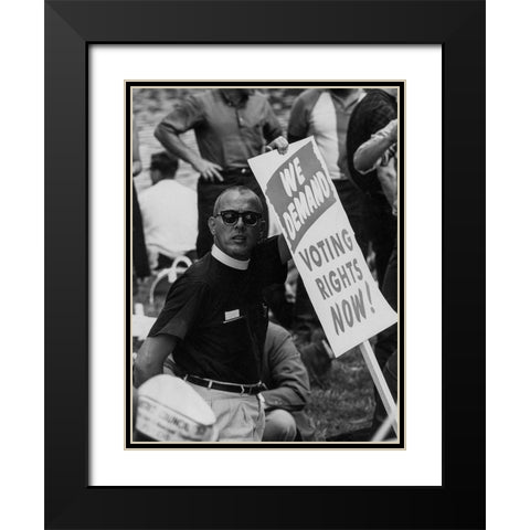 Civil Rights March on Washington-D.C. We Demand Voting Rights Now! Black Modern Wood Framed Art Print with Double Matting by U.S. Archives