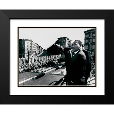Dr. Martin Luther King in Berlin-Germany 1964 Black Modern Wood Framed Art Print with Double Matting by U.S. Archives