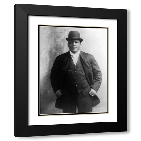 Jack Johnson the first African American world heavyweight champion boxer Black Modern Wood Framed Art Print with Double Matting by U.S. Archives