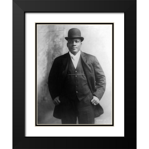 Jack Johnson the first African American world heavyweight champion boxer Black Modern Wood Framed Art Print with Double Matting by U.S. Archives