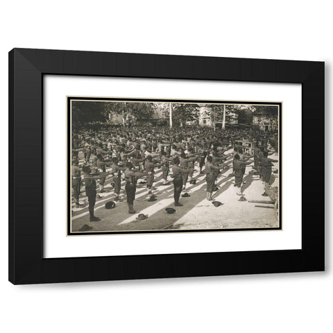 WWI American Negro Cantonment on the Marne Front-France Black Modern Wood Framed Art Print with Double Matting by U.S. Archives