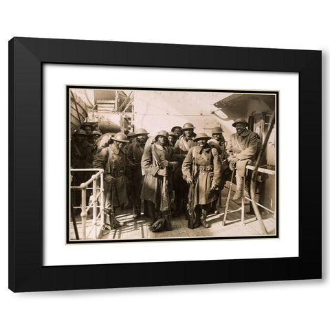 WWI Famous Colored Regiment Arrives Home on the France Black Modern Wood Framed Art Print with Double Matting by U.S. Archives