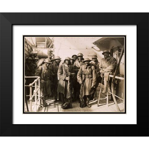 WWI Famous Colored Regiment Arrives Home on the France Black Modern Wood Framed Art Print with Double Matting by U.S. Archives