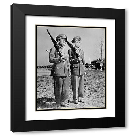 WWII Jackie Wilson (left) and Ray Robinson Black Modern Wood Framed Art Print with Double Matting by U.S. Archives