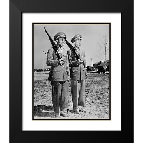 WWII Jackie Wilson (left) and Ray Robinson Black Modern Wood Framed Art Print with Double Matting by U.S. Archives