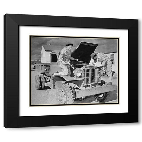 WWII Auxiliaries Ruth Wade and Lucille Mayo Black Modern Wood Framed Art Print with Double Matting by U.S. Archives