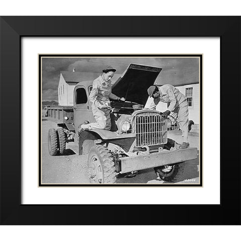 WWII Auxiliaries Ruth Wade and Lucille Mayo Black Modern Wood Framed Art Print with Double Matting by U.S. Archives