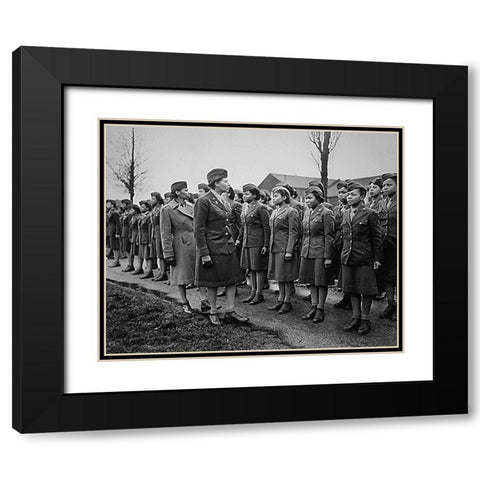 WWII Inspecting the Troops Somewhere in England Black Modern Wood Framed Art Print with Double Matting by U.S. Archives