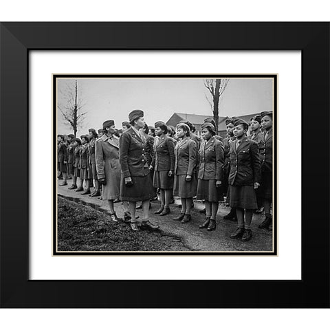 WWII Inspecting the Troops Somewhere in England Black Modern Wood Framed Art Print with Double Matting by U.S. Archives