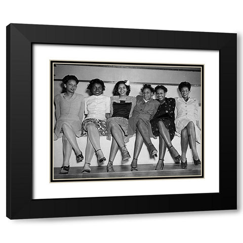 WWII Pin-up girls at NAS Seattle-Spring Formal Dance Black Modern Wood Framed Art Print with Double Matting by U.S. Archives