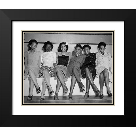 WWII Pin-up girls at NAS Seattle-Spring Formal Dance Black Modern Wood Framed Art Print with Double Matting by U.S. Archives