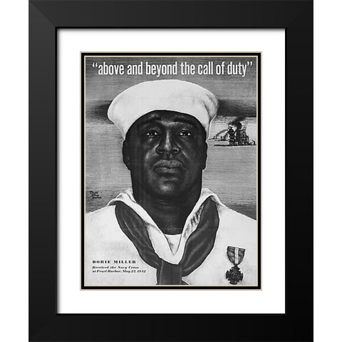 WWII Above and Beyond the Call of Duty Black Modern Wood Framed Art Print with Double Matting by U.S. Archives