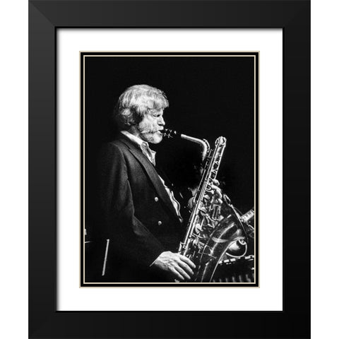 Gerry Mulligan Black Modern Wood Framed Art Print with Double Matting by Gottlieb, William