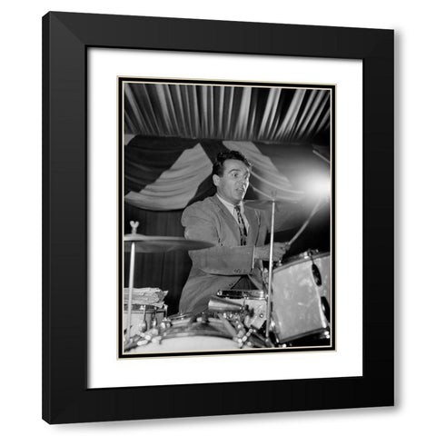Gene Krupa Black Modern Wood Framed Art Print with Double Matting by Gottlieb, William