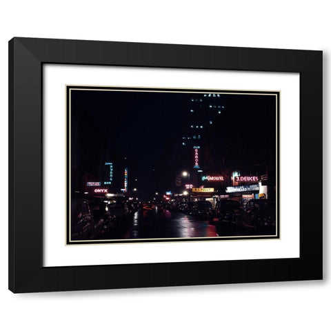 52nd Street-New York 1948 Black Modern Wood Framed Art Print with Double Matting by Gottlieb, William