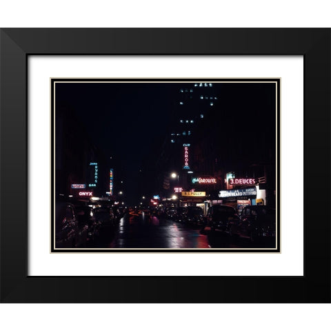 52nd Street-New York 1948 Black Modern Wood Framed Art Print with Double Matting by Gottlieb, William