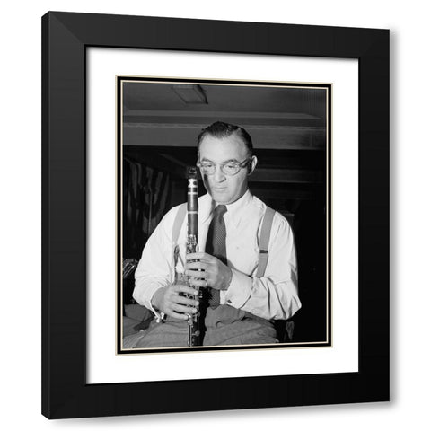 Portrait of Benny Goodman-New York 1946 Black Modern Wood Framed Art Print with Double Matting by Gottlieb, William