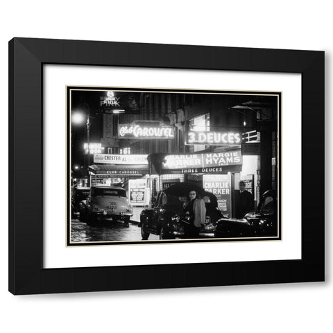 52nd Street-New York City 1948 Black Modern Wood Framed Art Print with Double Matting by Gottlieb, William