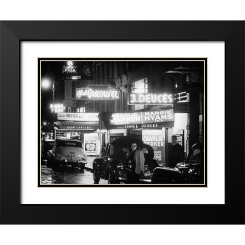 52nd Street-New York City 1948 Black Modern Wood Framed Art Print with Double Matting by Gottlieb, William