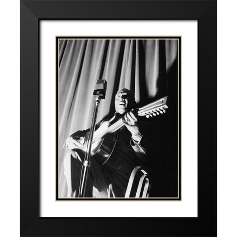 Leadbelly-National Press Club-Washington-D.C. Black Modern Wood Framed Art Print with Double Matting by Gottlieb, William