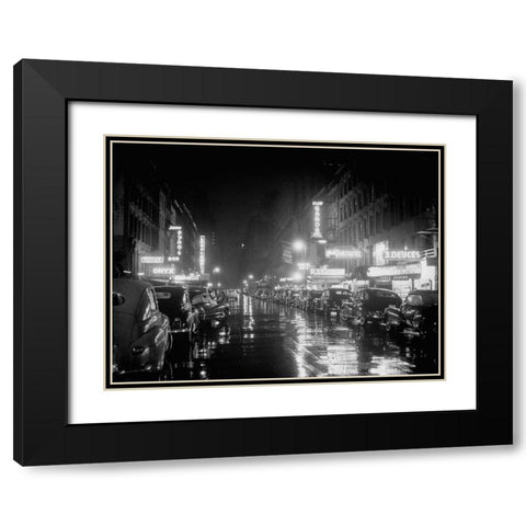 52nd Street-New York 1948 Black Modern Wood Framed Art Print with Double Matting by Gottlieb, William