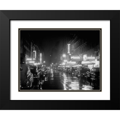 52nd Street-New York 1948 Black Modern Wood Framed Art Print with Double Matting by Gottlieb, William