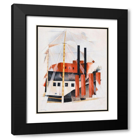 Piano Movers Holiday Black Modern Wood Framed Art Print with Double Matting by Demuth, Charles