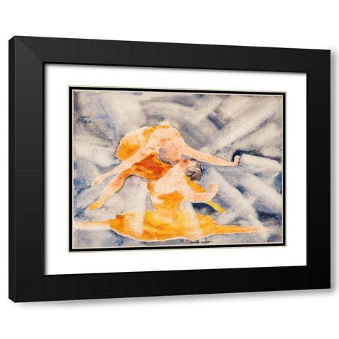 Two Women Acrobats Black Modern Wood Framed Art Print with Double Matting by Demuth, Charles