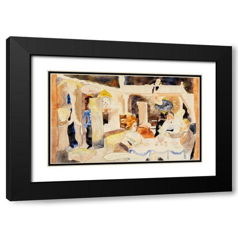 Lulu and Alva Schön at Lunch Black Modern Wood Framed Art Print with Double Matting by Demuth, Charles