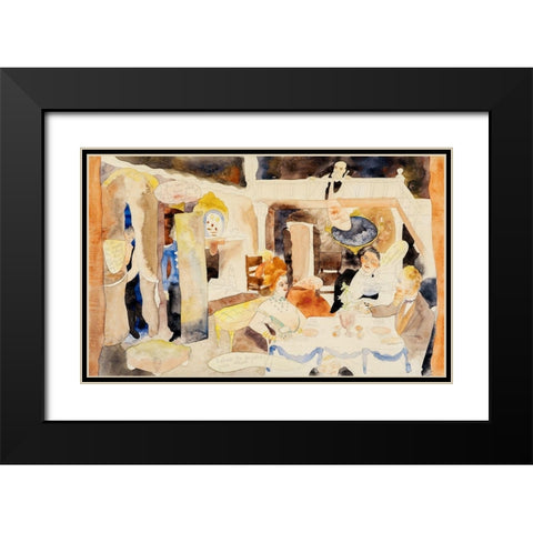 Lulu and Alva Schön at Lunch Black Modern Wood Framed Art Print with Double Matting by Demuth, Charles