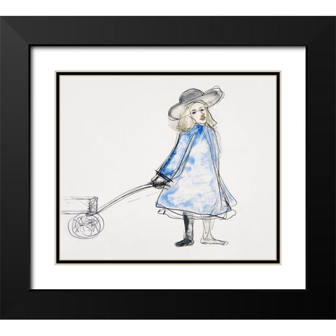 Girl Pulling Wagon Black Modern Wood Framed Art Print with Double Matting by Demuth, Charles