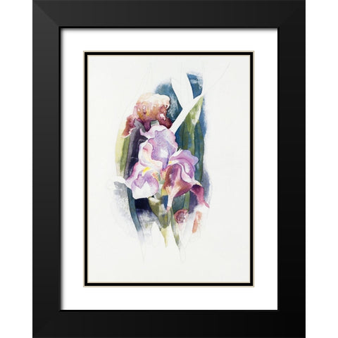 Purple Iris Black Modern Wood Framed Art Print with Double Matting by Demuth, Charles