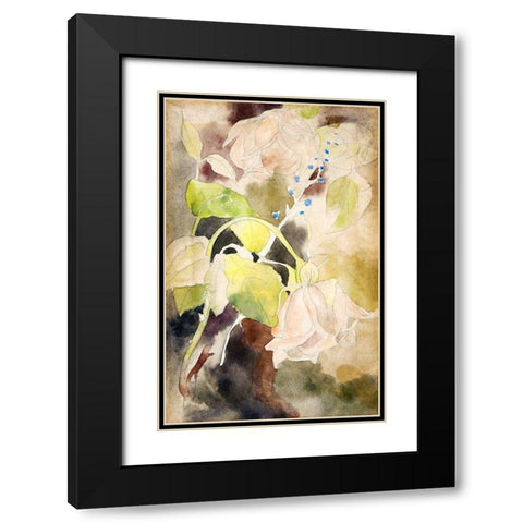 Peachy Rose Black Modern Wood Framed Art Print with Double Matting by Demuth, Charles