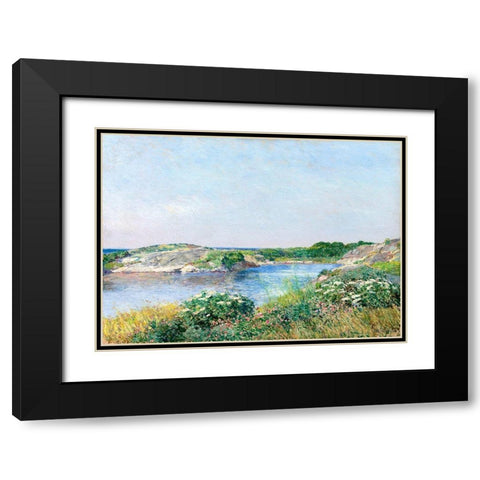 The Little Pond-Appledore Black Modern Wood Framed Art Print with Double Matting by Hassam, Childe