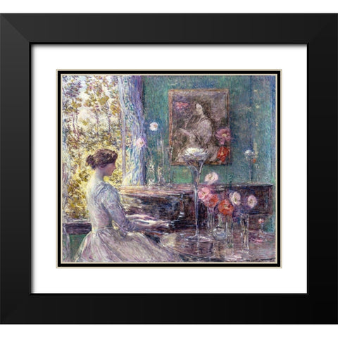 Improvisation Black Modern Wood Framed Art Print with Double Matting by Hassam, Childe
