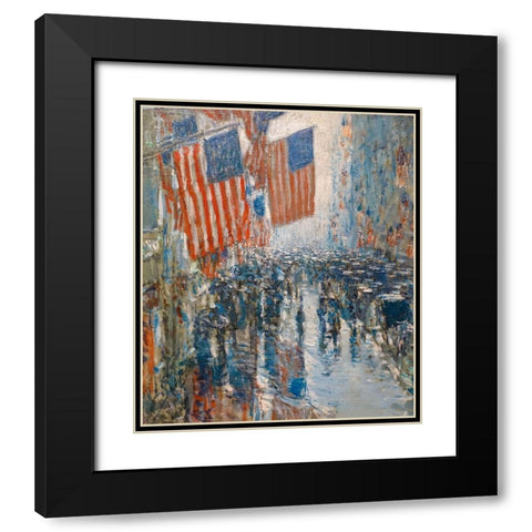 Rainy Day-Fifth Avenue Black Modern Wood Framed Art Print with Double Matting by Hassam, Childe