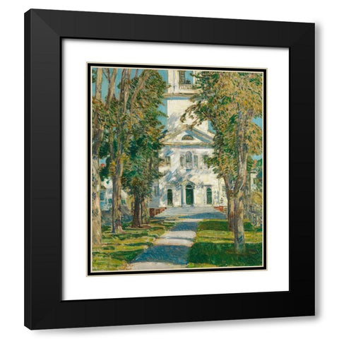 The Church at Gloucester Black Modern Wood Framed Art Print with Double Matting by Hassam, Childe