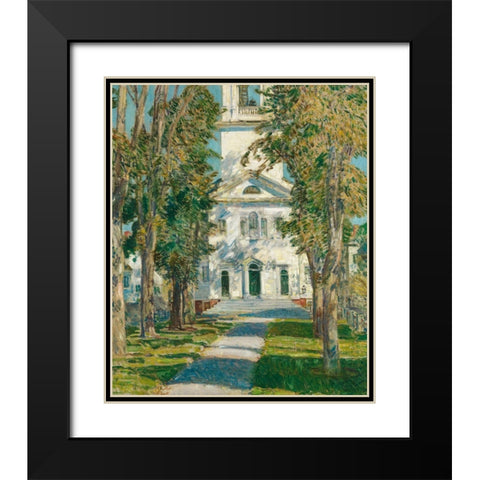The Church at Gloucester Black Modern Wood Framed Art Print with Double Matting by Hassam, Childe