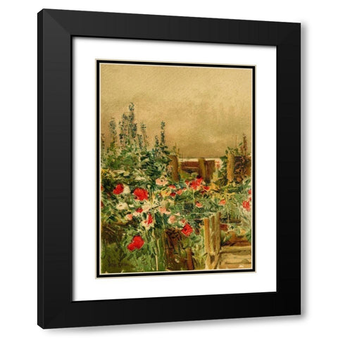 Home of the Hummingbird Black Modern Wood Framed Art Print with Double Matting by Hassam, Childe