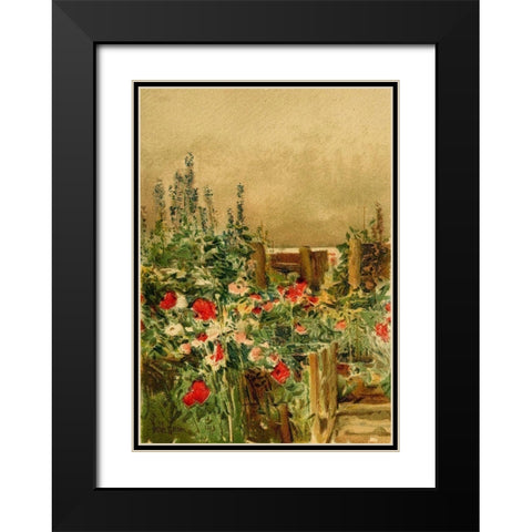 Home of the Hummingbird Black Modern Wood Framed Art Print with Double Matting by Hassam, Childe