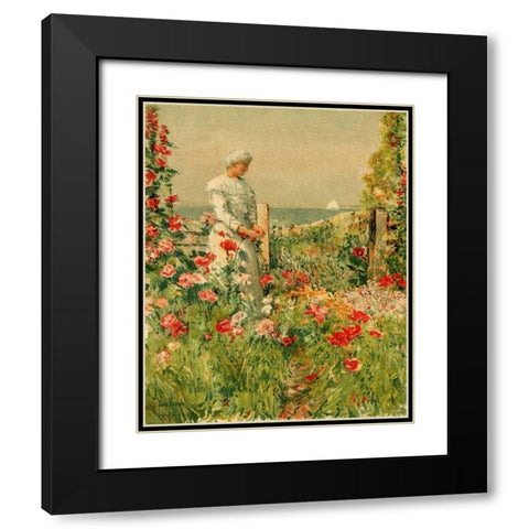 In the Garden Black Modern Wood Framed Art Print with Double Matting by Hassam, Childe